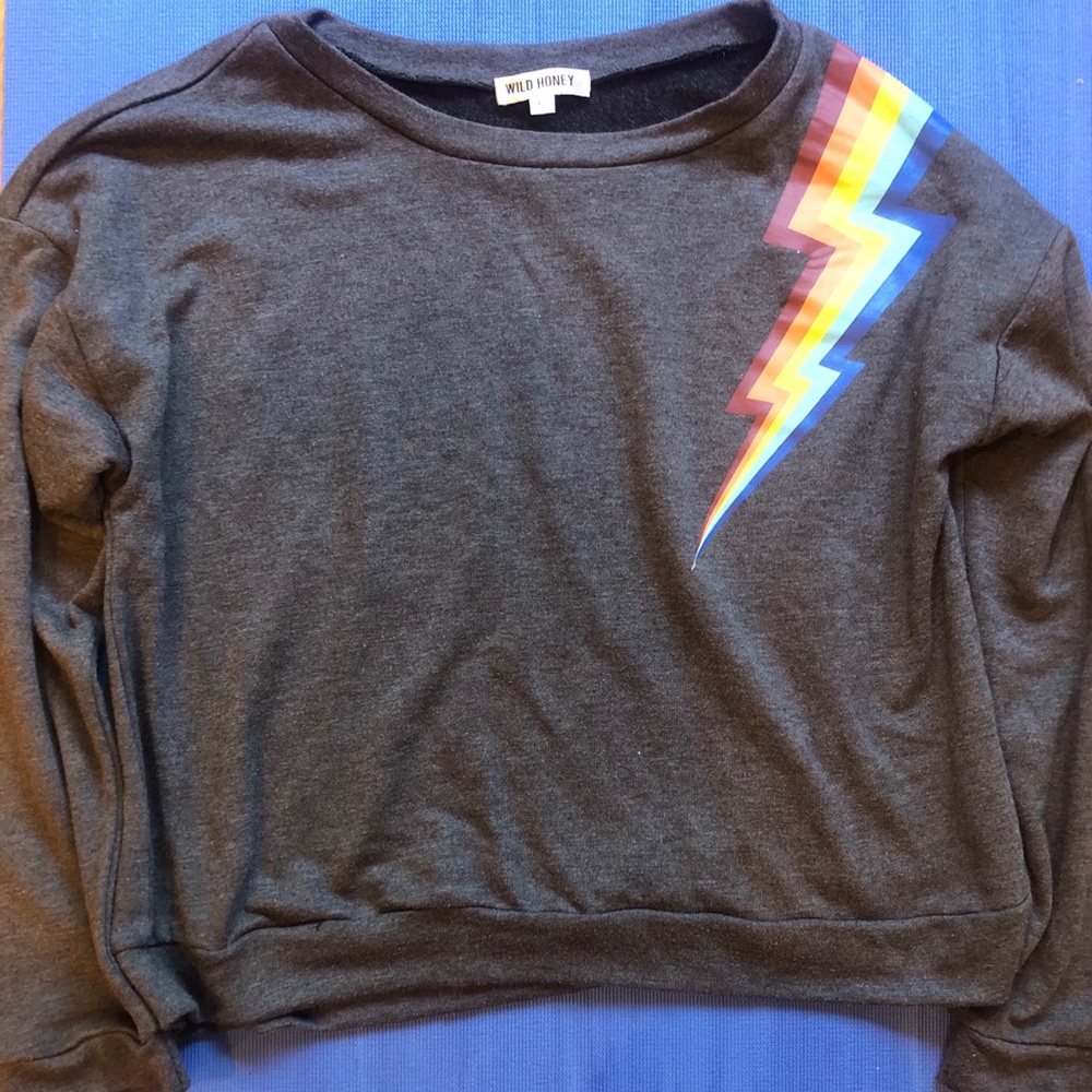 Wild Honey Grey sweatshirt with lightning bolt L